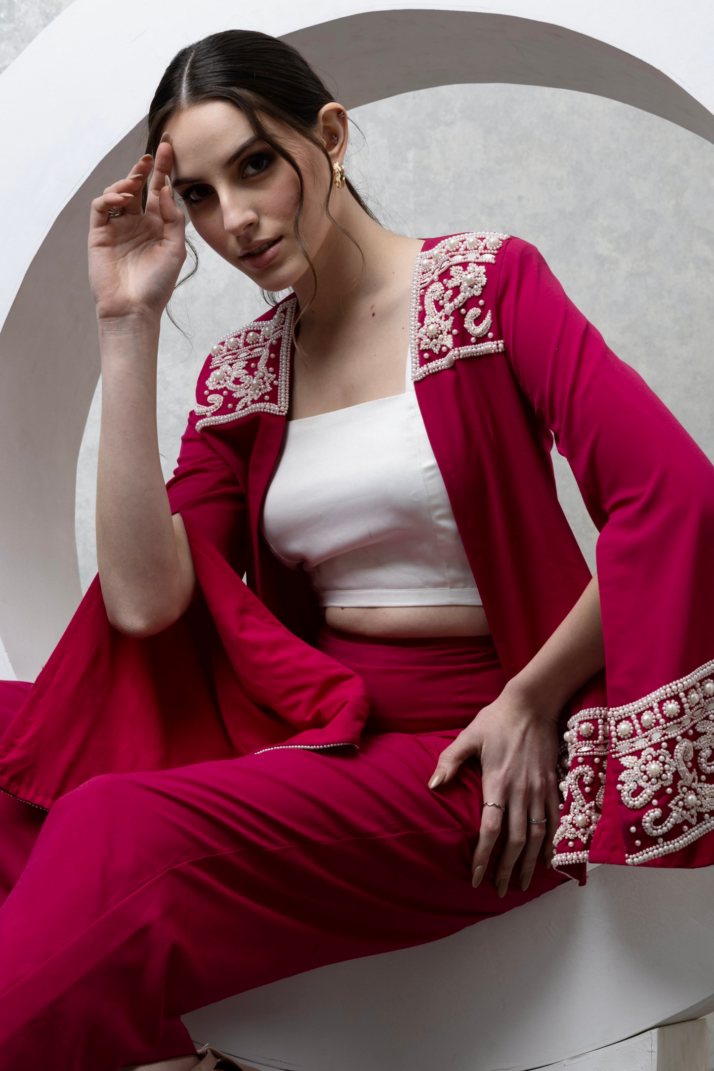 Embroidered Pink Co-ord set