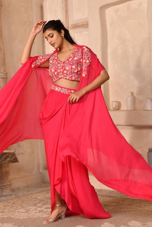 Fuchsia Bloom Lehenga Set