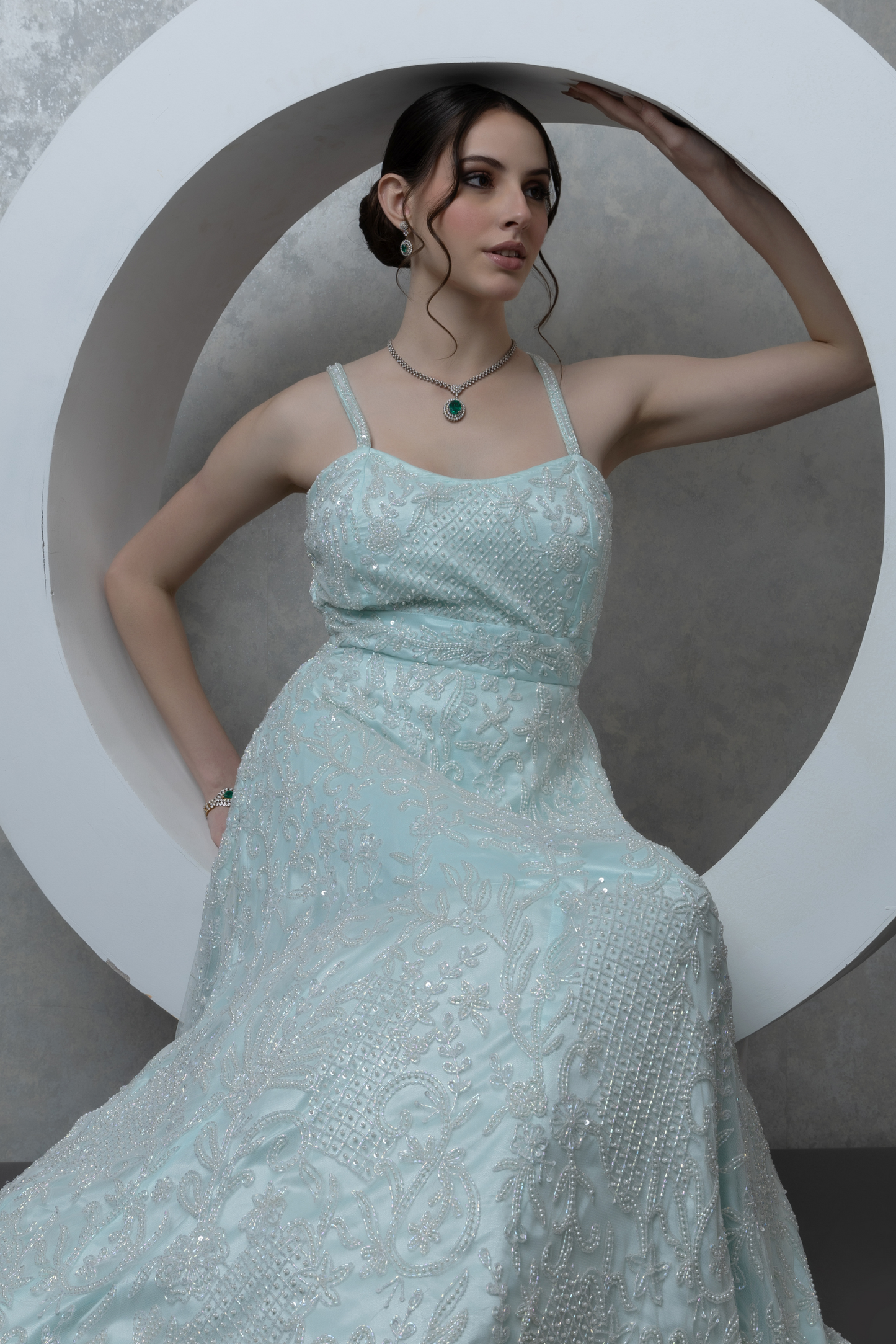 Sea Blue Flared Gown