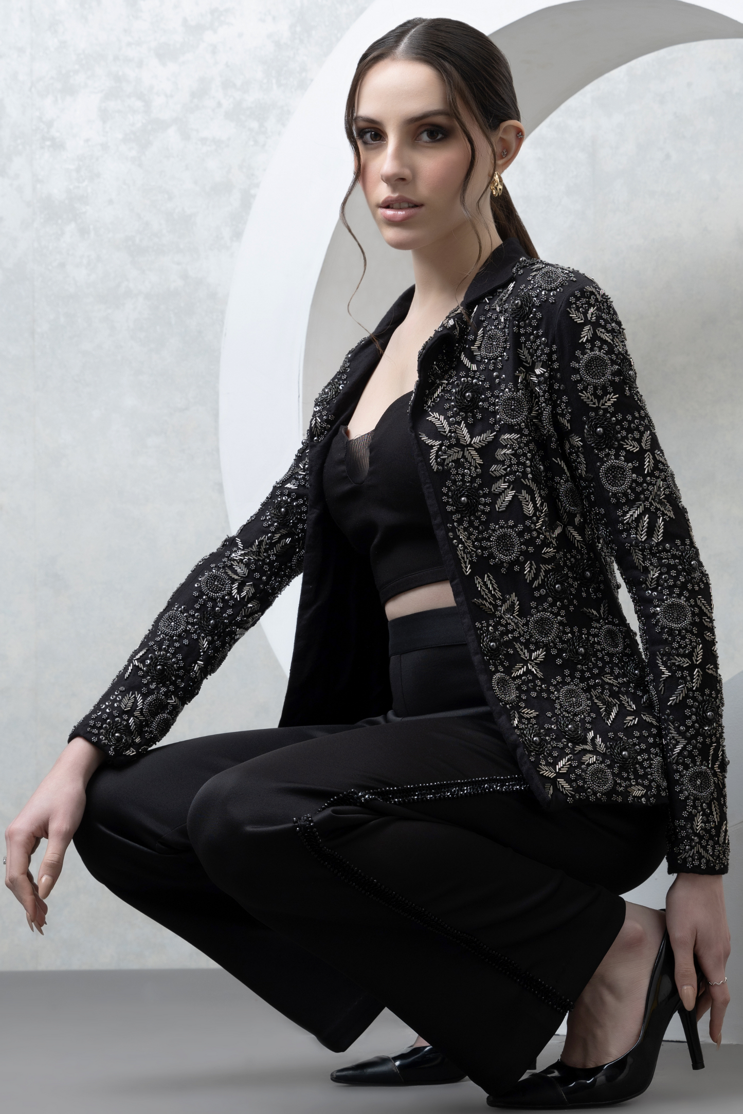 Black Embellished Co-ord Set