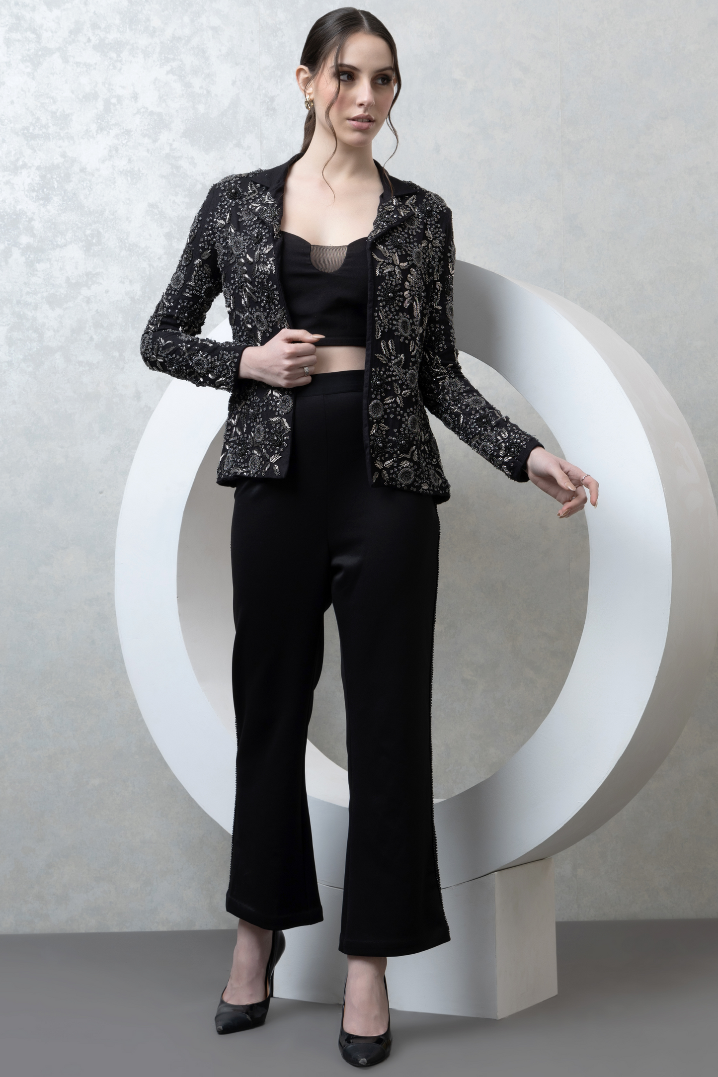 Black Embellished Co-ord Set