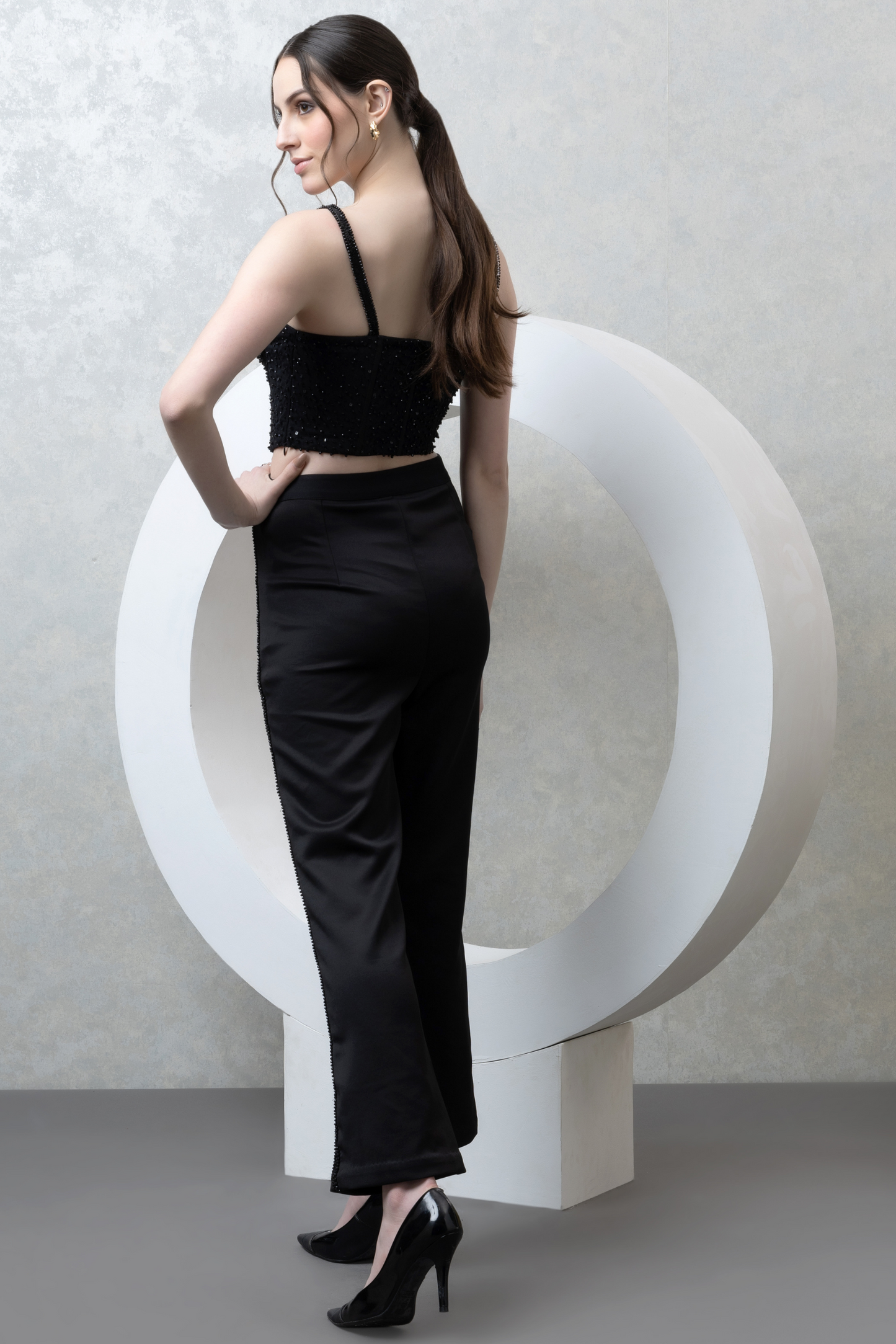 Classic Black Corset Pants set