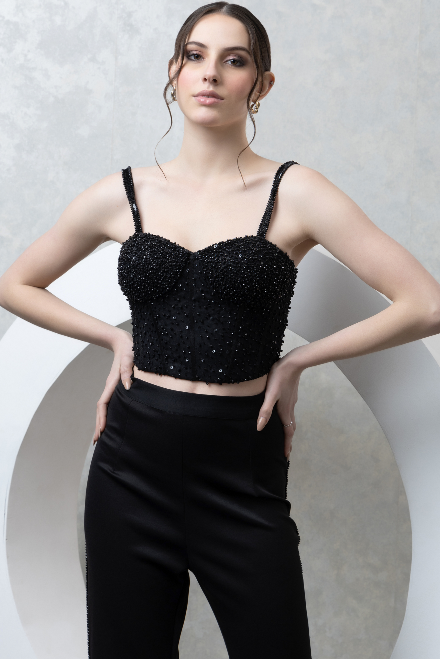 Classic Black Corset Pants set