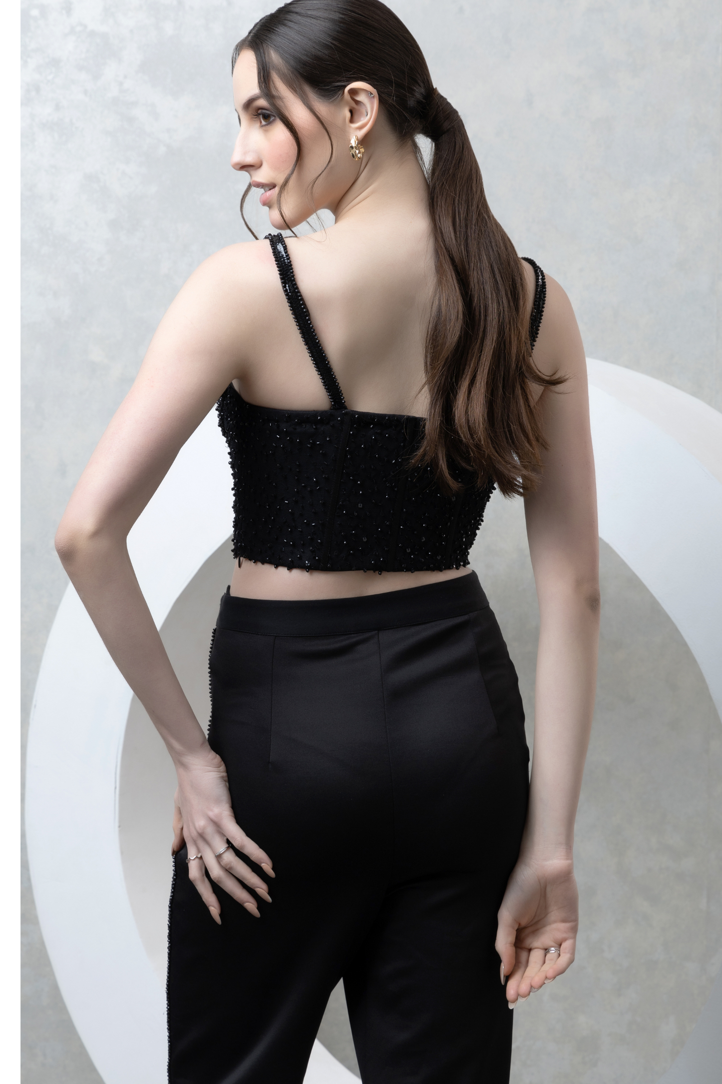 Classic Black Corset Pants set