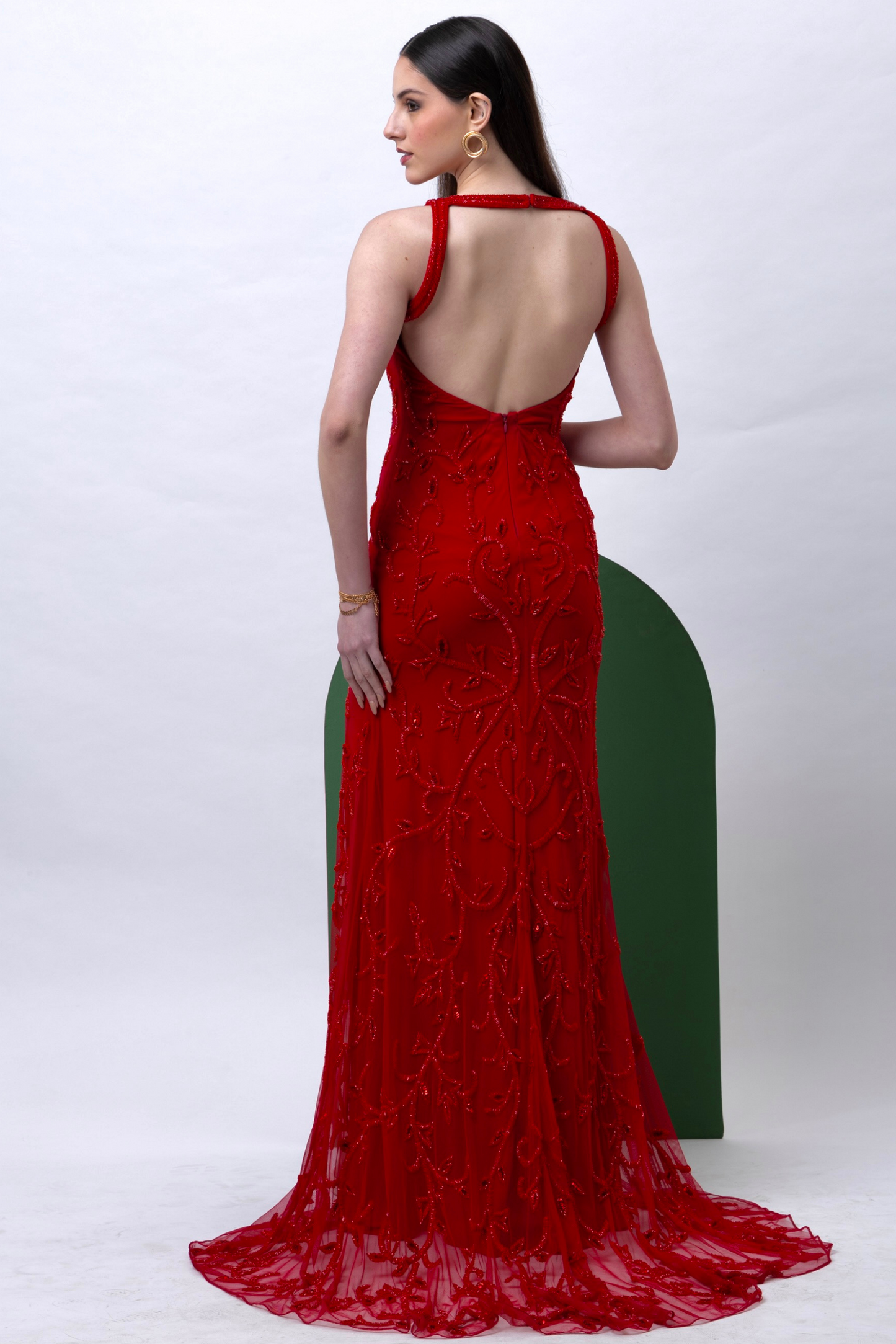 Classic Red Embellished Gown