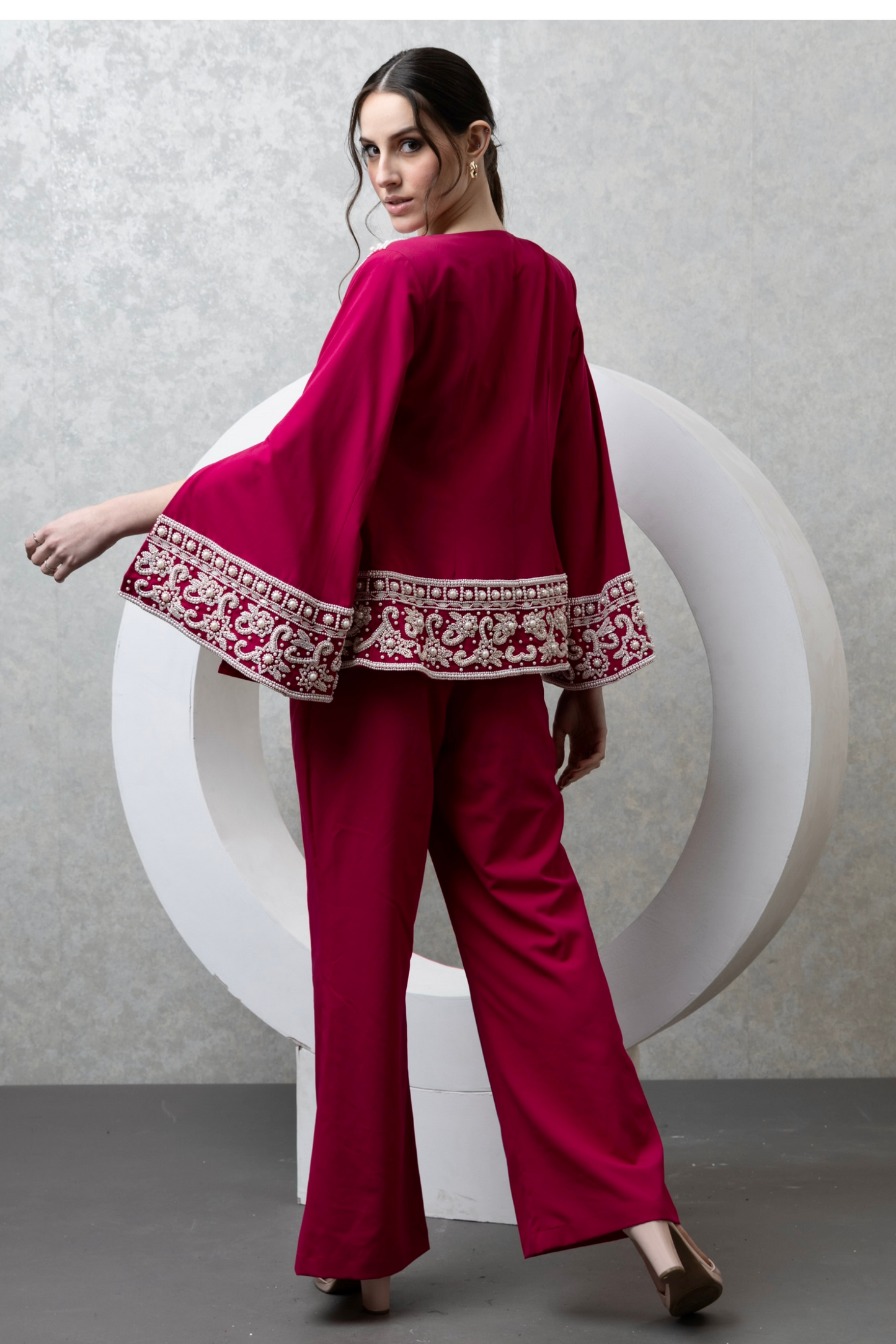 Embroidered Pink Co-ord set