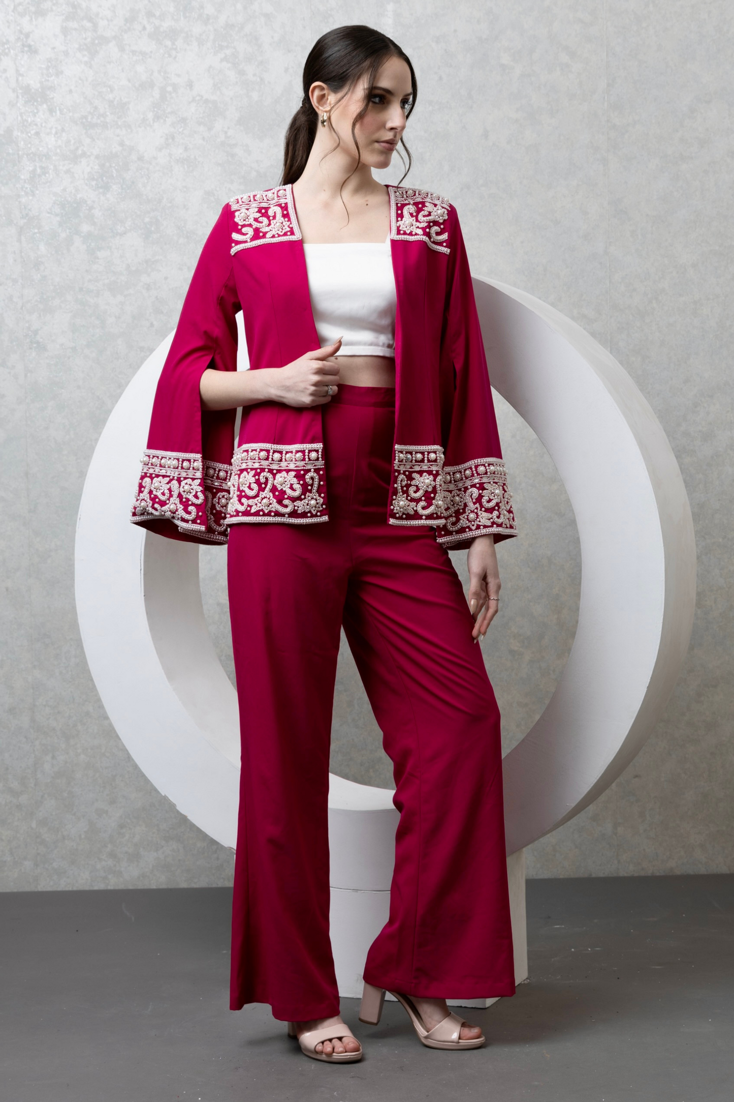 Embroidered Pink Co-ord set