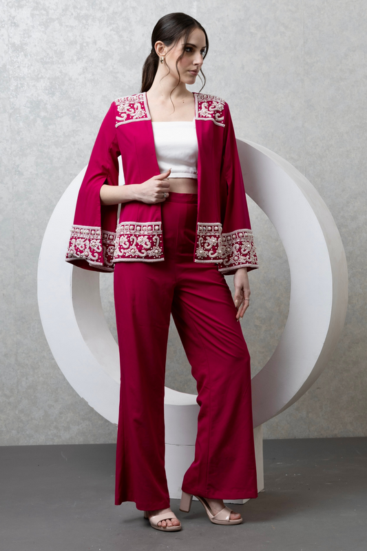 Embroidered Pink Co-ord set