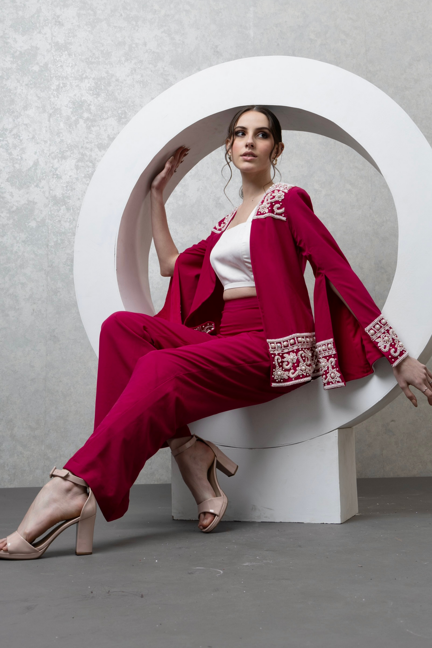 Embroidered Pink Co-ord set