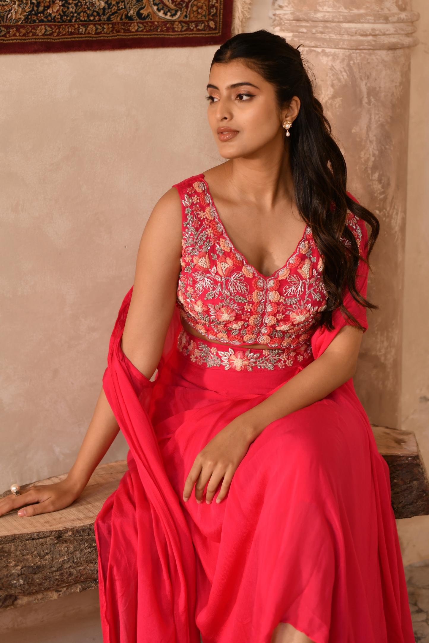 Fuchsia Bloom Lehenga Set
