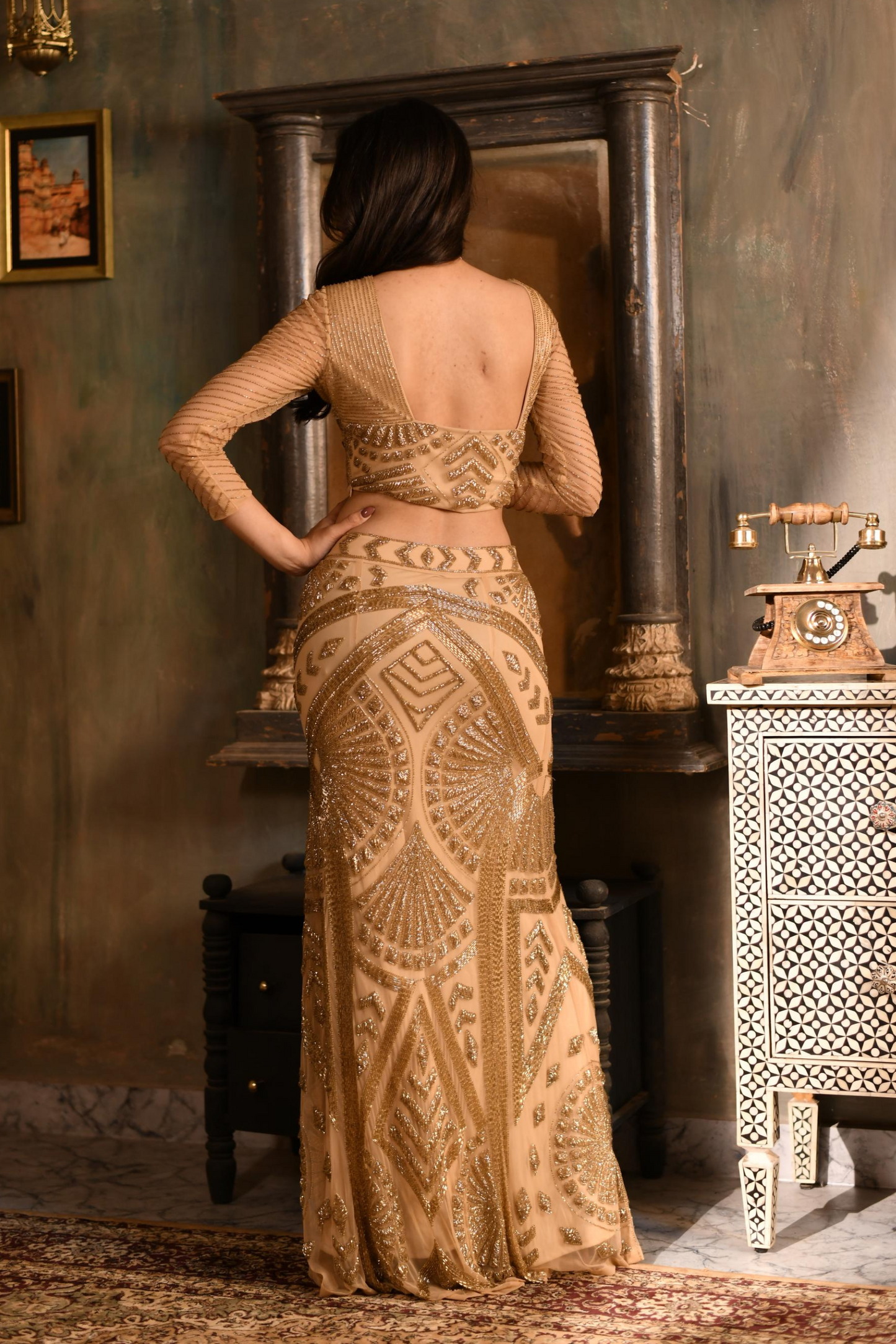 Gold Skirt Top with Dupatta