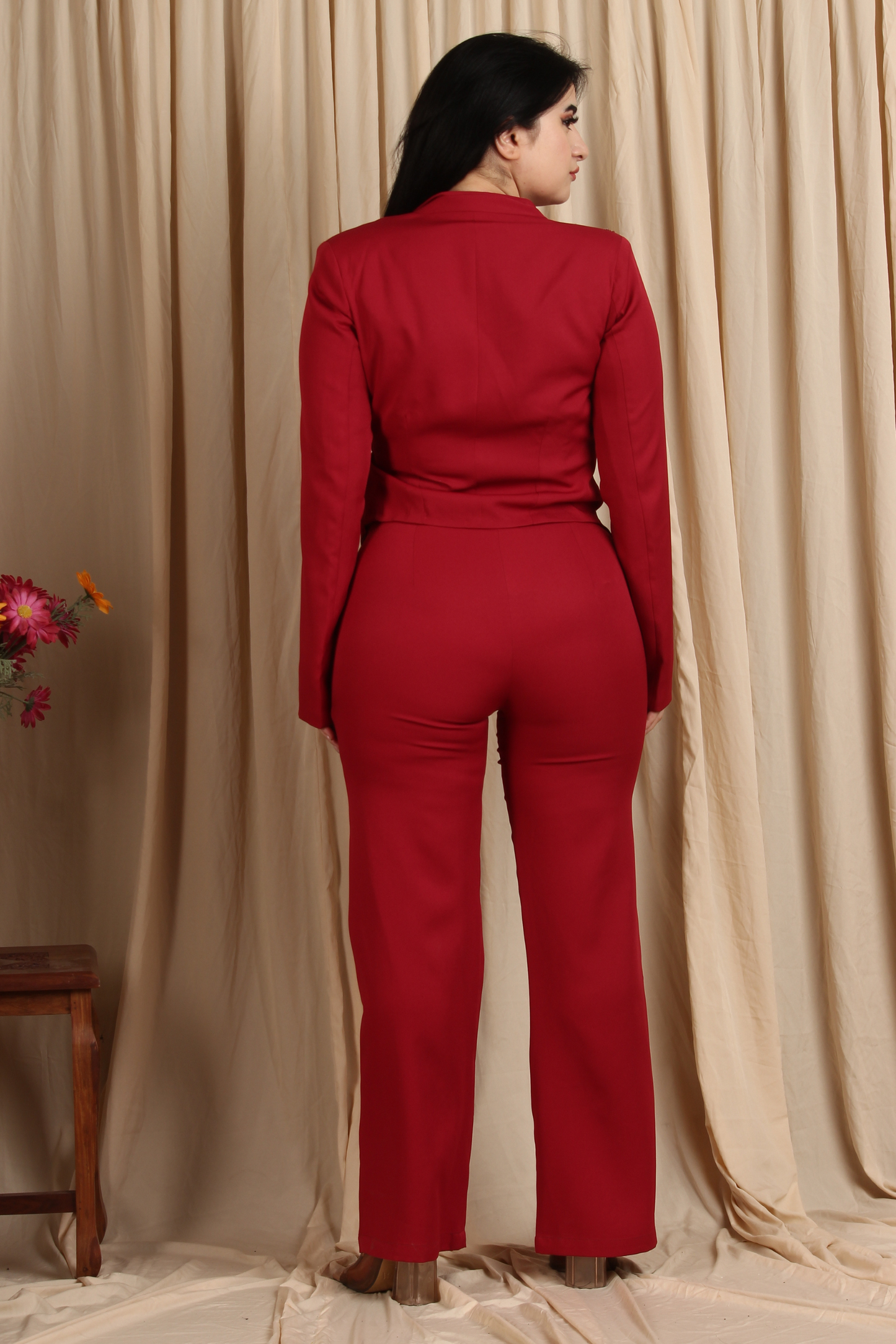 Majestic Red Embellished Evening Co-Ord Set