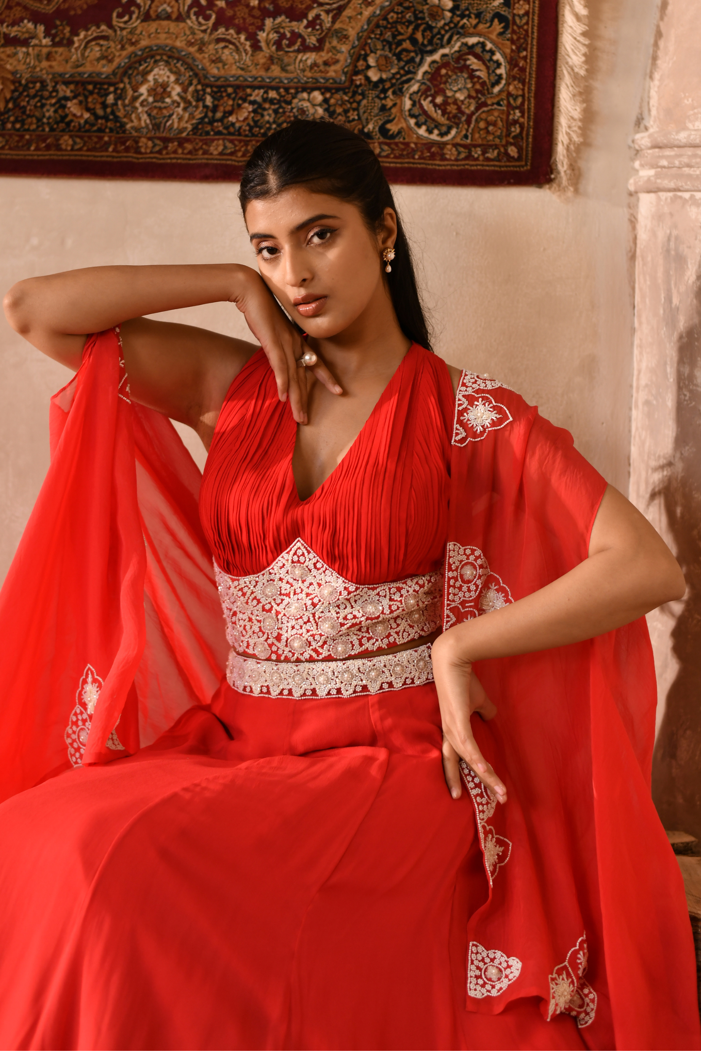 Scarlet Pearl Drape Set