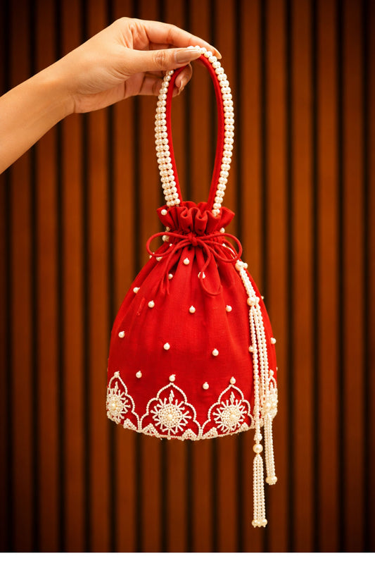 Scarlet Pearl Potli Bag