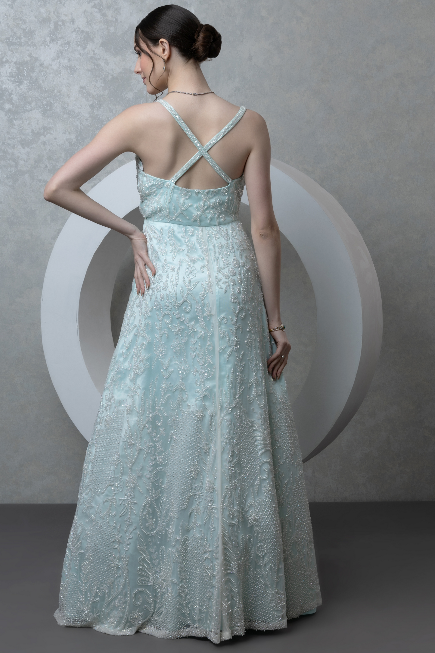 Sea Blue Flared Gown