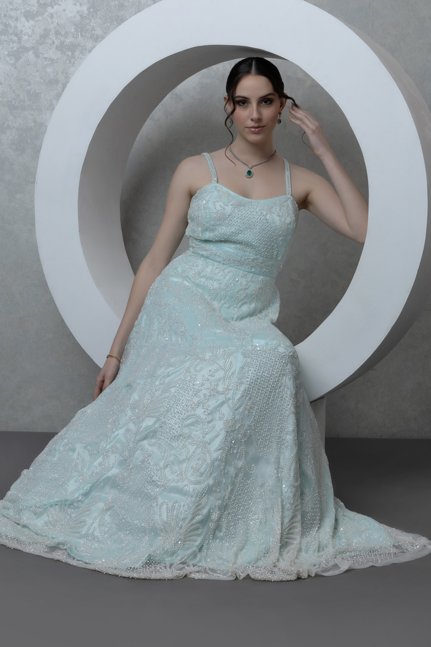 Sea Blue Flared Gown