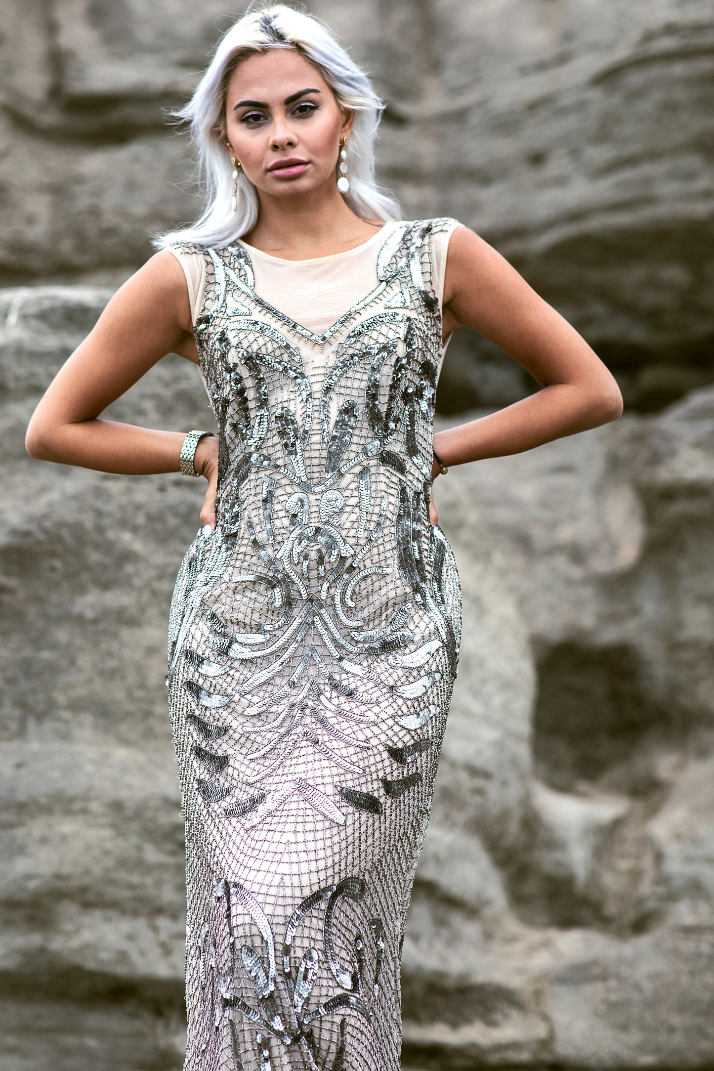 Silver Embellished Gown